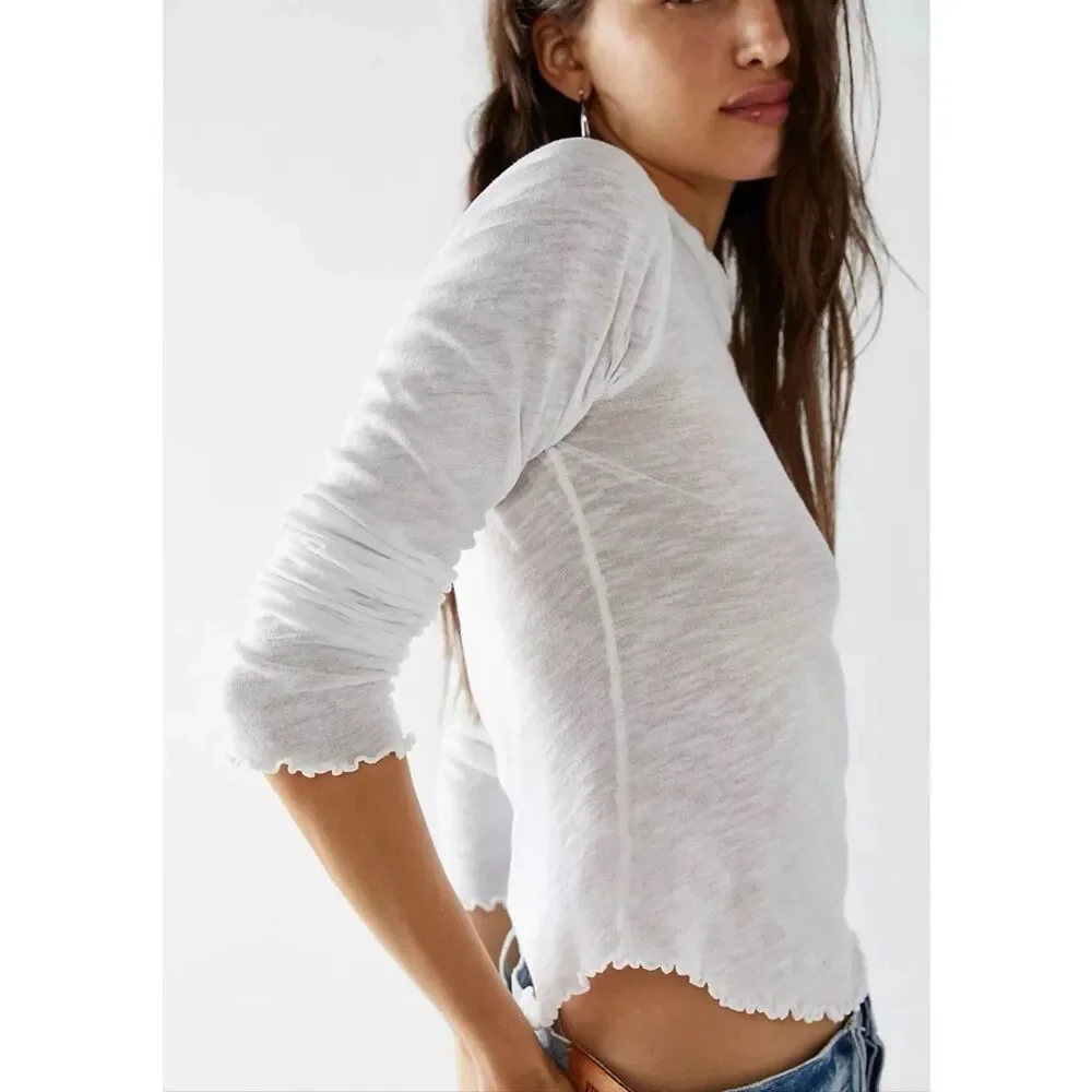 Free People X We The Free Be My Baby Tee long sleeve in white size XL NEW